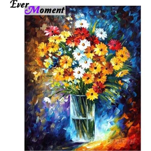 Ever Moment Diamond Painting Flower Bottle Flora Colorful 5D DIY Full Square Resin Diamond Embroidery Mosaic Art ASF2071