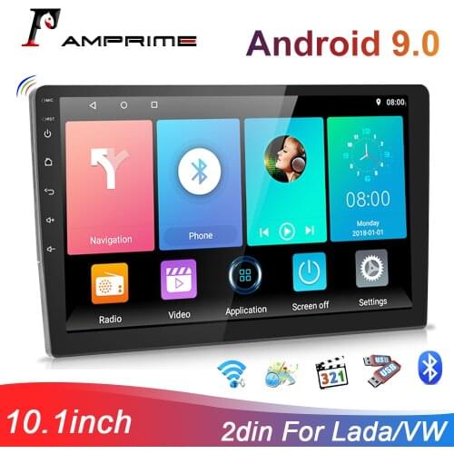 AMPrime 2din Car Multimedia Android 9.0 Car Audio Radio Split screen Wifi/GPS Bluetooth For Lada No 2 din dvd Video Mp5 Player