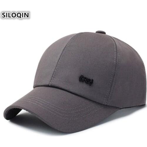 SILOQIN Adjustable Head Size Mens Cotton Baseball Caps Middle Old Aged Simple Letter Sports Cap Snapback Cap Dads Tongue Hat