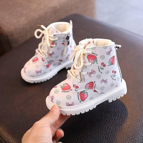 Winter Kids Toddler Baby Floral Print Boots For Little Girls Snow Boots Martin Marry Jane Princess Shoes 1 2 3 4 5 6 7 Years old