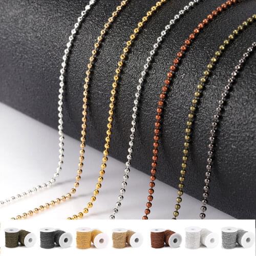 5m/lot Bracelet Necklace Chains 1.5/2/2.3mm Silver/Gold/Gunblack Bronze Link beads Chain for DIY Jewelry Making Accessories