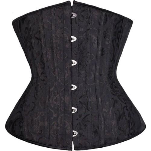 Black Gothic Underbust Corset and Bustiers Tops Waist Trainer Workout Shape Body Slimming Belt Waist Cincher Sexy Lingerie S-6XL