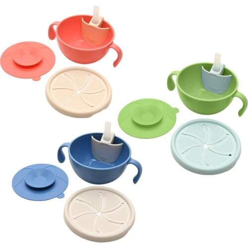Baby Bowl with Straw Snacks Sucker Bowl Children Kinds Tableware