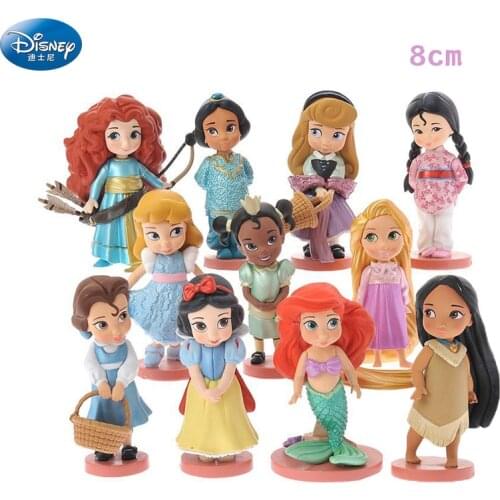 11 pcs/lot Disney Pvc Snow White Action Figures Cute Cartoon Mini Princess Mermaid Toys Models Girls Gifts