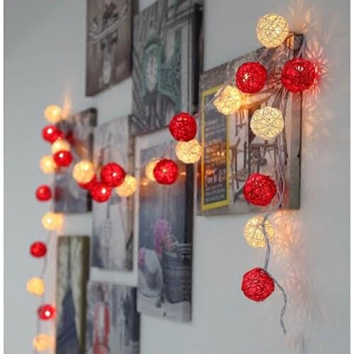 Battery String Lights 4cm Rattan Ball Lantern fairy lights Wedding Curtain Christmas Decoration for patio Home Garland