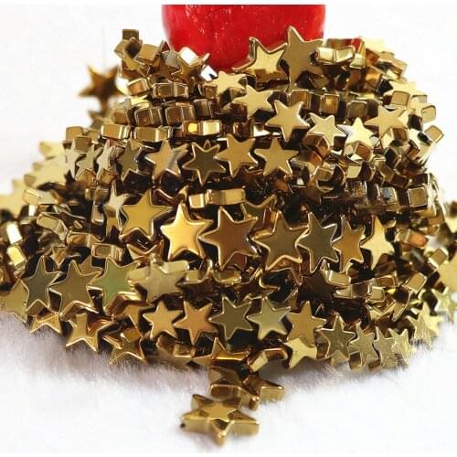 Hot sale natural gold-color hematite stone new 6mm 8mm 10mm size fashion star shape beads loose making Jewelry B199