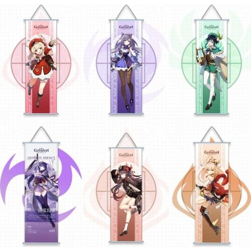 Game Genshin Impact Hanging Pictures Cosplay Diluc Ragnvindr Barbatos Venti Klee Raiden Shogun Room Decor Christmas Gifts Prop