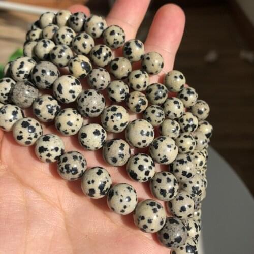 4 6 8 10 12 mm Natural Dalmatian Round Loose Spacer Beads For Jewelry Making Diy Charms Bracelet Necklace 15 inches Wholesale