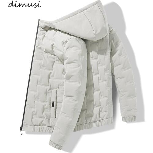 DIMUSI Winter Mens Bomber Jacket Fashion Male Cotton Warm Padded Coats Casual Outoutwear Thermal Slim Hooded Coats Men Clothing