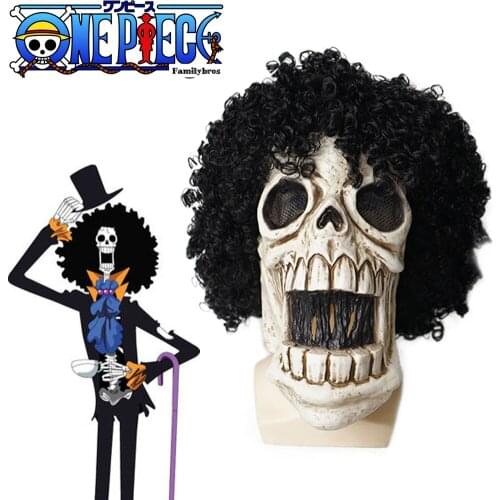 Snailify Burukku Mask One Piece Brook Masks Full Head Later Anime Cartoon Helmet Soul King Musician