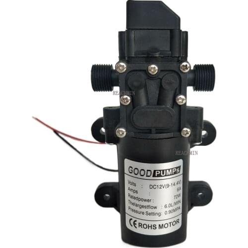 DC12V 130PSI 6L/Min Water High Pressure Diaphragm Self Priming Pump 70/72W