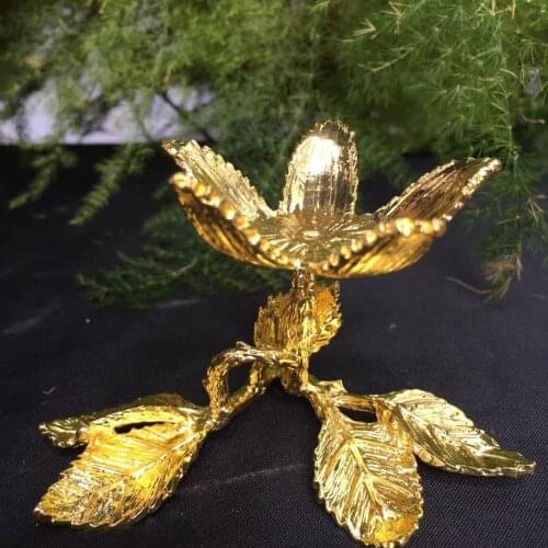 Leaf Shape Metal Craft Stand Pedestal Crystal Ball Base Foundation Display Stand Living Room Study Decoration Accessory