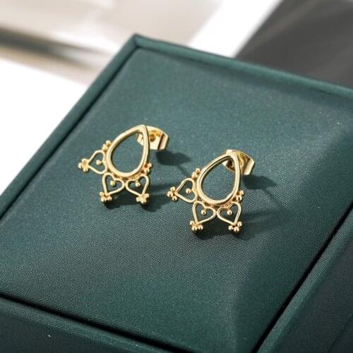 Boho Mini Heart And Raindrop Stud Earring Stainless Steel Korean Earings Fashion Jewelry 2021 Best Friend Gifts Bijoux Femme BFF