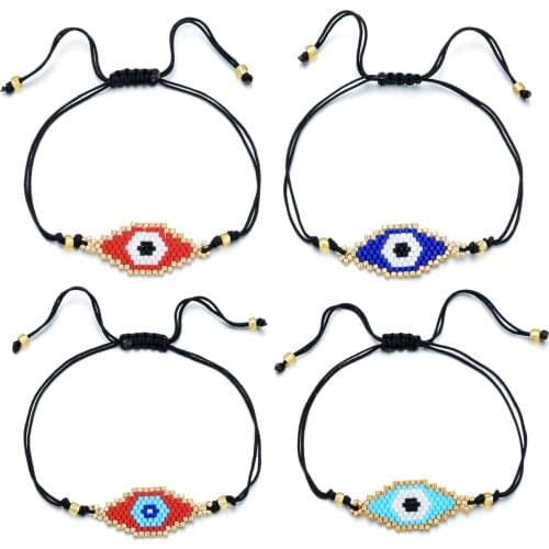 MIYUKI Glass Seed Beads Blue Evil Eye Handmade Bracelet 2020 New Fashion Black Cord Red Greek Eye Boho Protect Jewelry Present