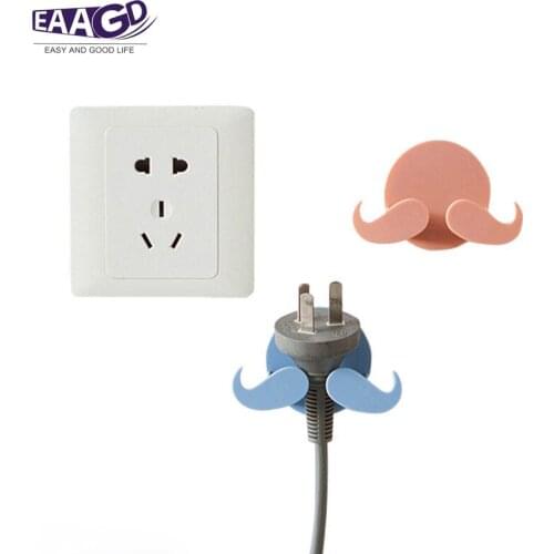 Home Office Wall Adhesive Plastic Power Plug Socket Holder Creative Beard Hanger Hook Paste Type Kitchen Tool