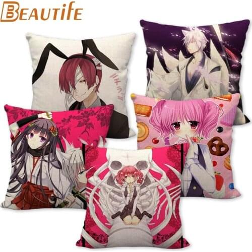 Custom Inu x Boku SS Anime Girl Pillowcase 45X45cm Wedding Decorative Eco-Friendly Cotton Linen Fabric Pillow Case