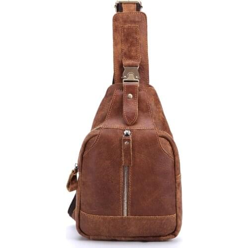 Nesitu High Quality Vintage Brown 100% Guarantee Real Skin Genuine Leather Small Women Men Messenger Bags Male Chest Bag #M8101