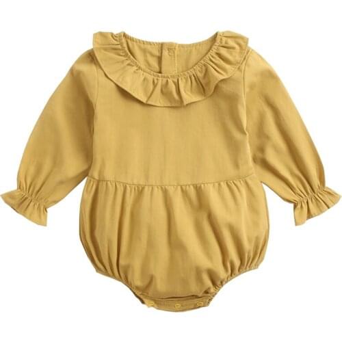 2020 New Fashion Ruffles Newborn Baby Infant Girl Romper Jumpsuit Summer Ruffle Neck Long Sleeve Clothes Outfits 0-3 Years