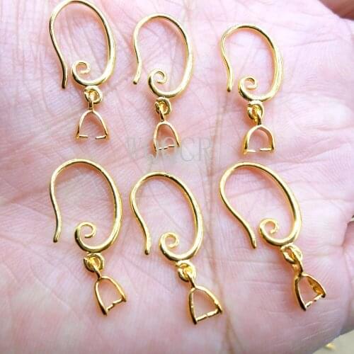Top Quality 18K Gold Hook DIY Earring Parts Smooth Surface Findings for Jewelry Making Component Accessories Wholesale 50PCS