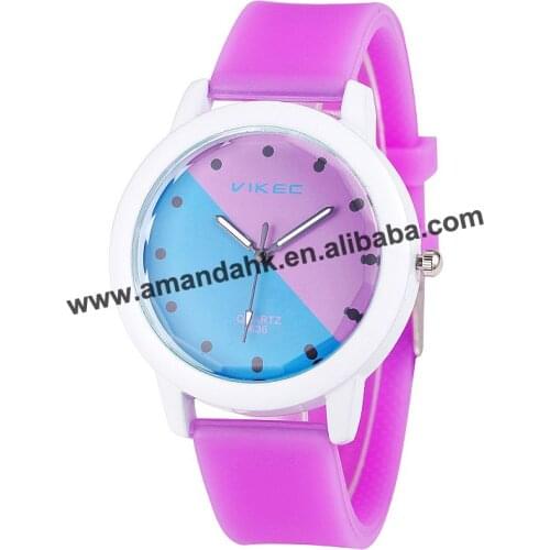 Wholsale Fashion Jelly Gel Silicon Girl Women Quartz Wrist Watch Candy Colors Dress Watches Color VK636