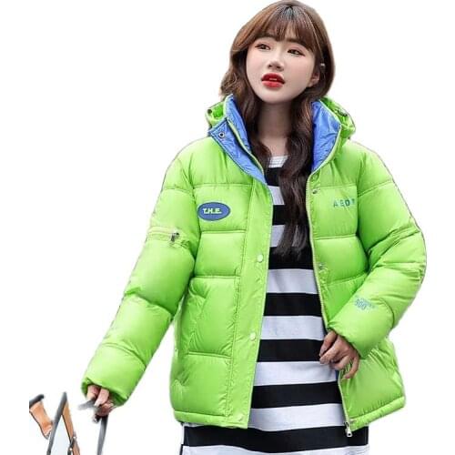 Overcoat Parka Down Cotton Clothes New 2021 Loose Winter Short Letter Print Student Cotton Womens Coats Manteau Femme Hiver