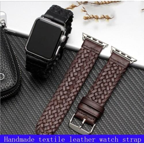 Fashion braided leather watch strap for Apple Watch 6 5 4 SE business leather bracelet 44 mm 42 mm 40 mm 38 mm suitable