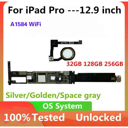 100% Unlocked For iPad Pro 12.9 inch Motherboard With Touch ID Full Functions Logic Board For iPad Pro 12.9 Inch A1584 WiFi