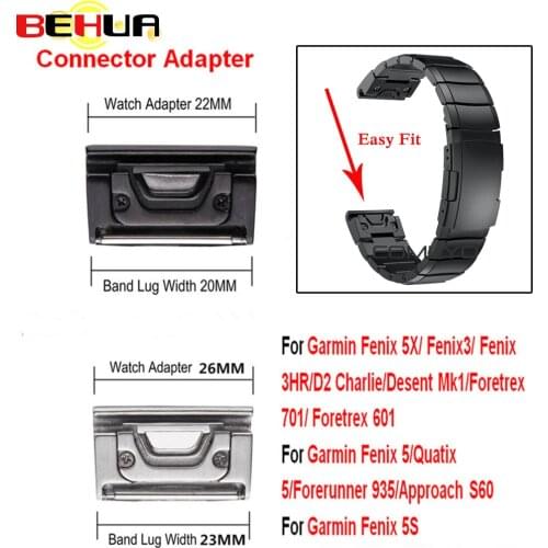 26mm 22mm 20mm Stainless Steel Quick ReleWatch Band Buckle Connector Adapter For Garmin Fenix 5/5X/5S/Fenix 3/3HR/Forerunner 935