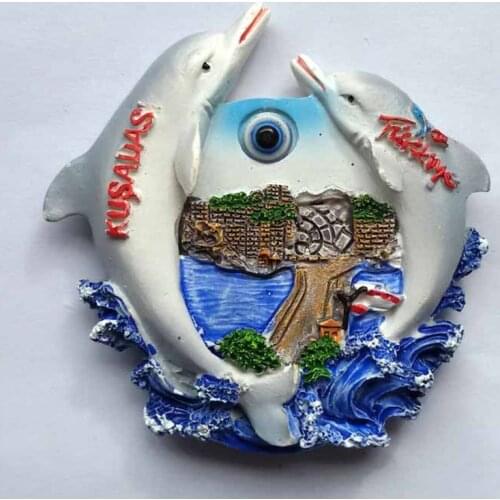 Handmade Painted Turkey landscape Dolphins 3D Refrigerator Fridge Magnets Tourism Souvenirs Magnetic Stickers Home Decoration