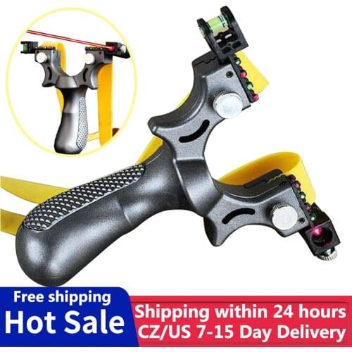 New Hunting Slingshot With Level High Precision Instrument For Outdoor Catapult Slingshot Balls Laser Aiming Shooting Tool