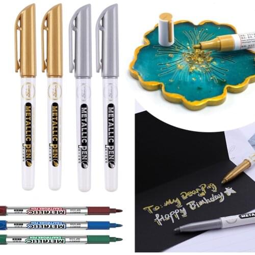 2pcs/Lot DIY Metallic Pen For DIY Epoxy Resin Crfat Gold Silver Resin Drawing Highlight Pen Waterproof Permanent Marker Pens