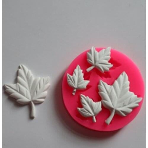 4 Slices Maple-Shaped Fondant Cake Silicone Mold Chocolate Syrup Decoration Baking tool E009
