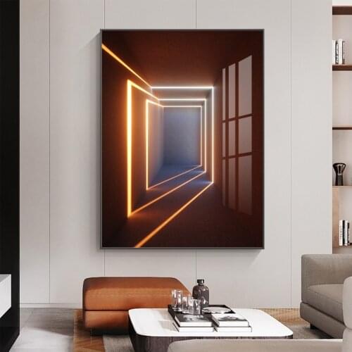 Modern Abstract Geometric Canvas Paintings Infinite Corridor Posters Print Wall Art Picture Living Room Home Office Decor Cuadro