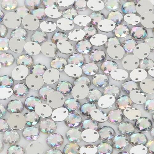 200Pcs 6mm Sewing Crystal AB Rhinestones Applique Sew On Flatback Acrylic Beads Strass Stones For DIY Clothes Decoration