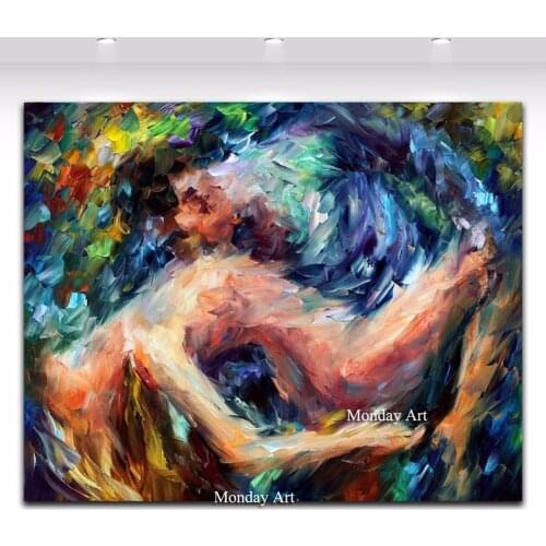 Nude Handpainted Nude Man And Women Lover Oil Painting On Canvas Wall Art Abstract Painting Pictures For Living Room Home Decor