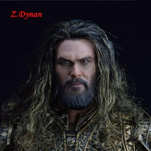 In Stock 1/6 Scale Aquaman Head Carving Male Head Sculpt Model with Planted Hair Fit 12'' Action Body Figure