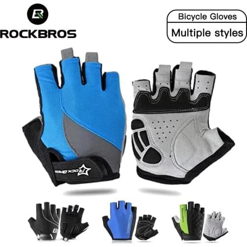 ROCKBROS Cycling Bike Gloves Half Finger Shockproof Breathable MTB Mountain Bicycle Sports Gloves Men Women Cycling Equipment