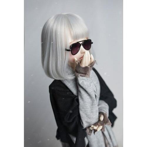 Cute Short Silver Doll Wig Hair for 1/3 1/4 1/6 BJD Wig Blythe/Pullip/SD/Smart/Iplehouse/MSD/Yosd Doll/Minifee