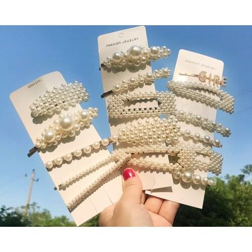 Simulated Pearl Hair Barrettes Set 2020 Korea Twist Beaded Hair Clips for Women Girls Headwear Hair Accessories Hairpin Jewelry