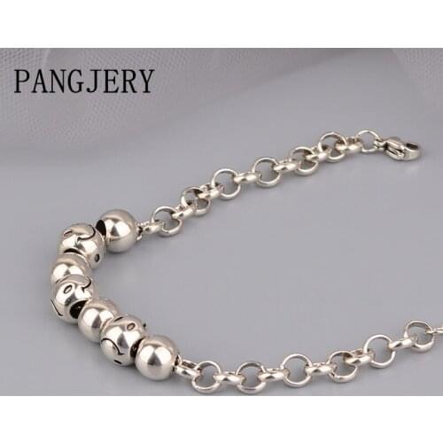 PANGJERY 925 Sterling Smiley Face Bracelets for Women INS Fashion Simple Exquisite Creative Beads Anniversary Fine Jewelry Gifts