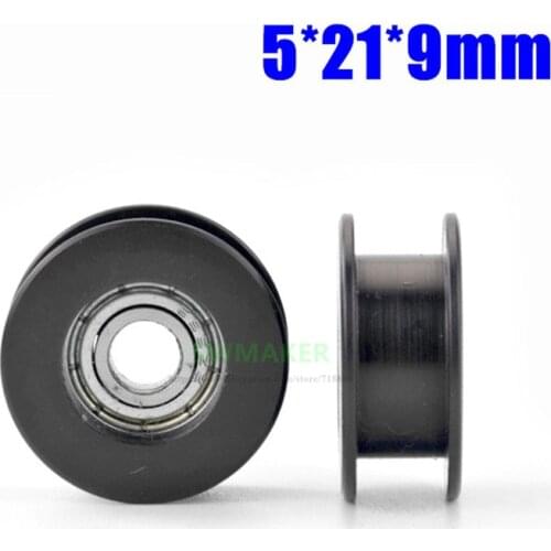 1pcs 5*21*9mm H grooved wheel, I-shaped flat groove, belt pulley, rolling wheel, POM polyoxymethylene plastic 695zz bearing