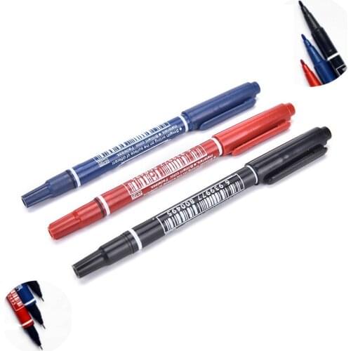 1Pc Creative Double Marker Pen Permanent Black Ink Pens Metallic CD Ceramic Glass Plastic Wood Paper Paint Marker