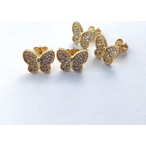 10 Pairs Trendy Clear Crystal Insect Butterfly Earring,Micro Pave Cubic Zirconia Stud Earrings For Women party Jewelry ER896