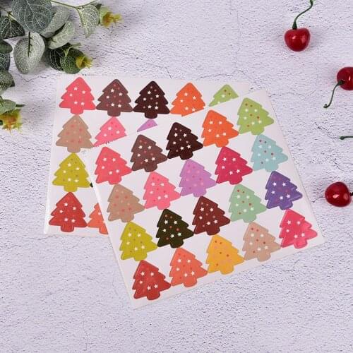 100pcs/5 sheets Colorful Christmas tree design package label DIY Multifunction Seal Sticker Gift