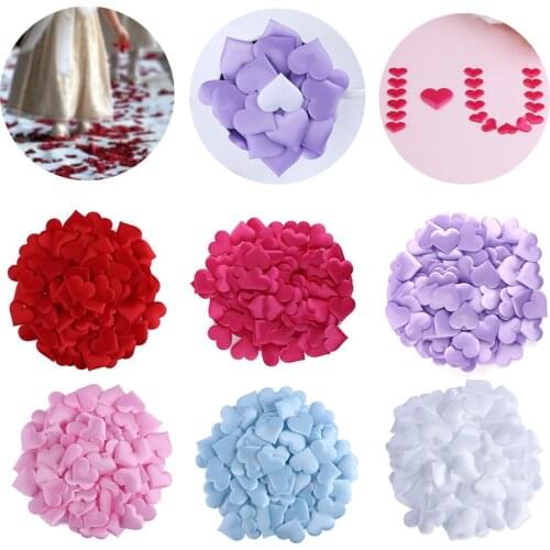 100Pcs Romantic Love Heart Throwing Petals Padded Fabric Colourful Table Sweet Wedding Party Decoration DIY Craft Accessories