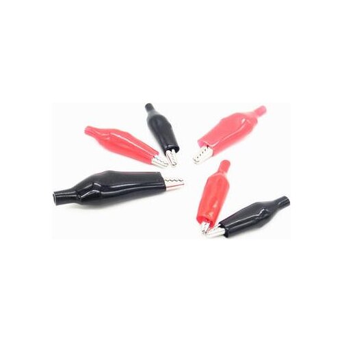 20pcs/lot Small 28MM Metal Alligator Clip Crocodile Electrical Clamp for Testing Probe Meter Black and Red with Plastic Boot