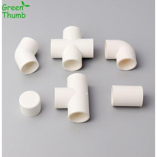 25pcs 25 mm PVC Water End/Straight 3/4 Ways Connector 45/90 Degree Elbow Equal Water Pipe Connector Garden Irrigation Fittings