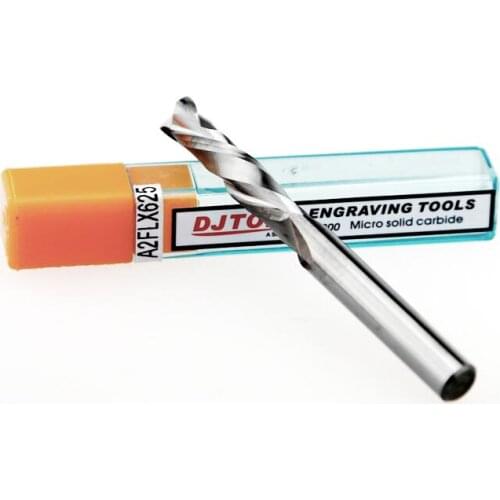 3pcs higher quality two flute endmill DJTOL 6*6*25mm for wood, K200 Micro Solid Carbide Drill Bits A2FLX625