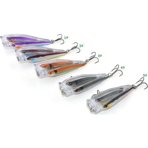 5 PCS mix colors random 75mm 12.5g plastic fish group popper lure hard bait