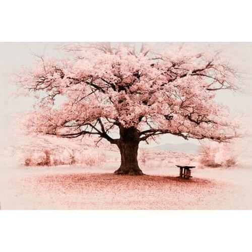 5d Diy Diamond Embroidery Cherry Tree Flower Seat Scenery Diamond Painting Cross Stitch Full Round Drill Mosaic UnframedZP-2540